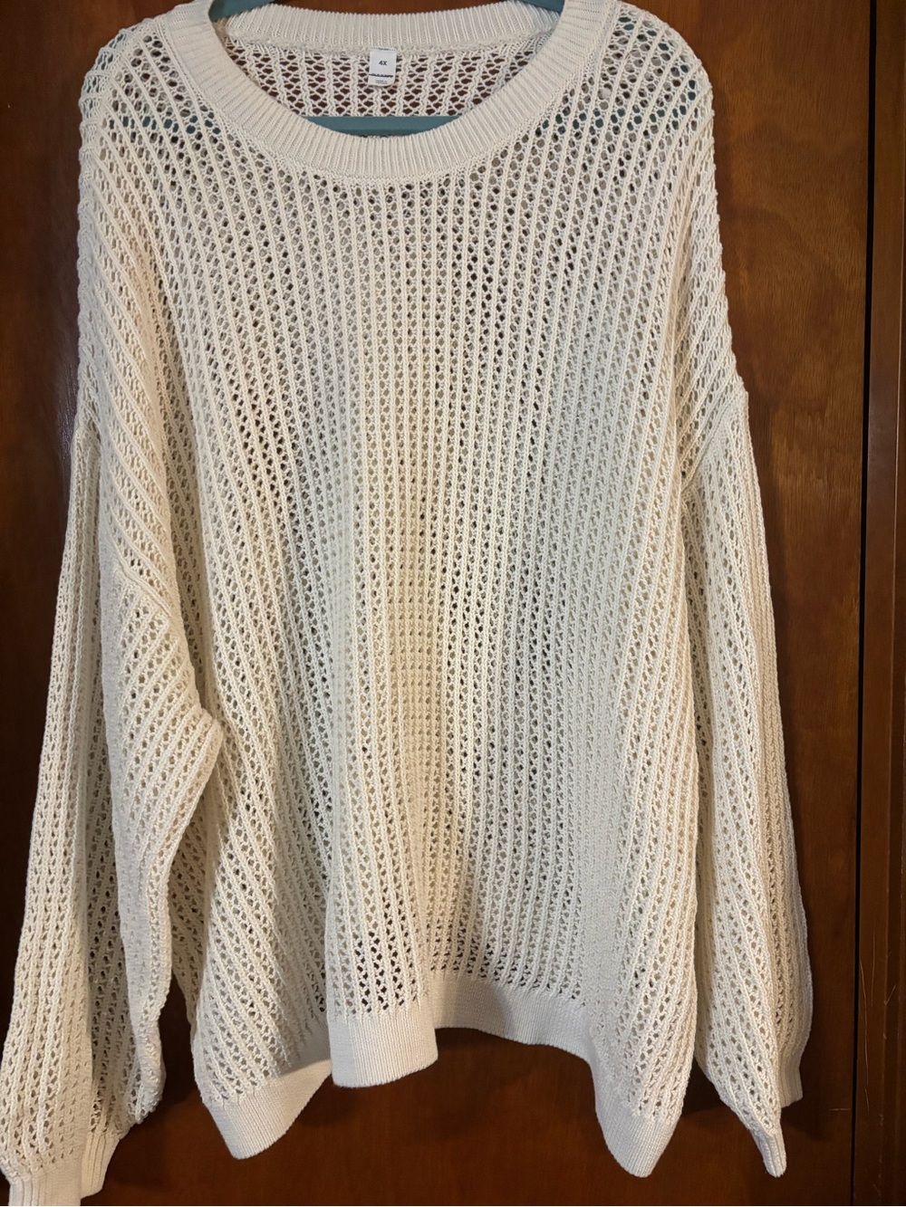 Old Navy Open-Knit Crewneck Sweater in Cream